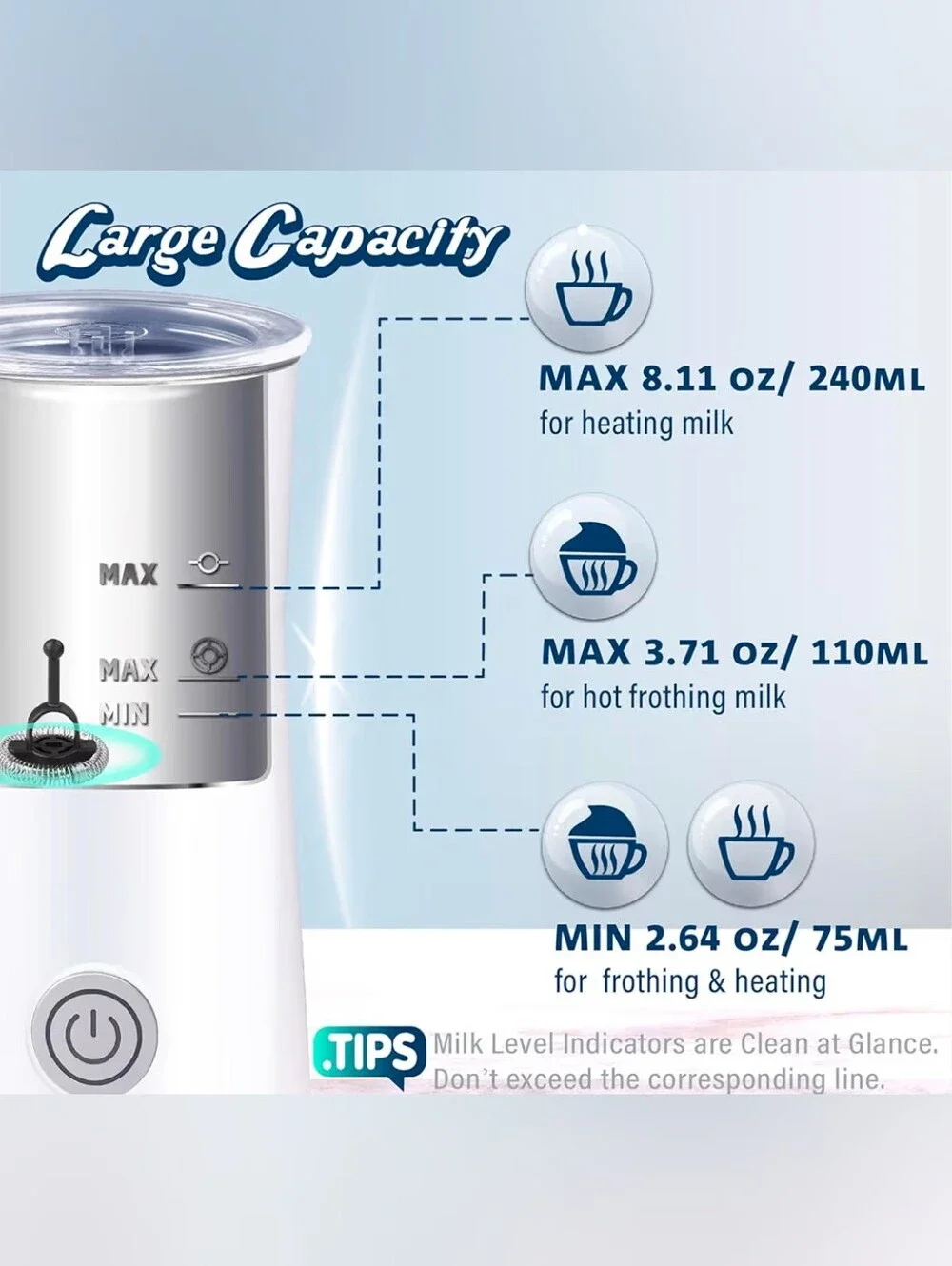 2 N 1 Electric Milk Frother And Steamer – White New